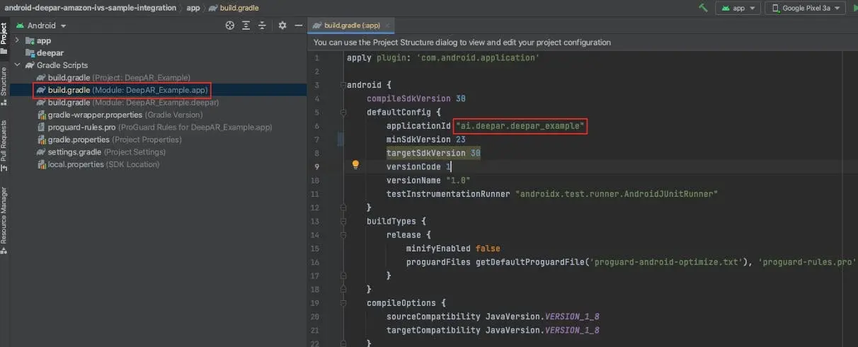 Find application id in build.gradle